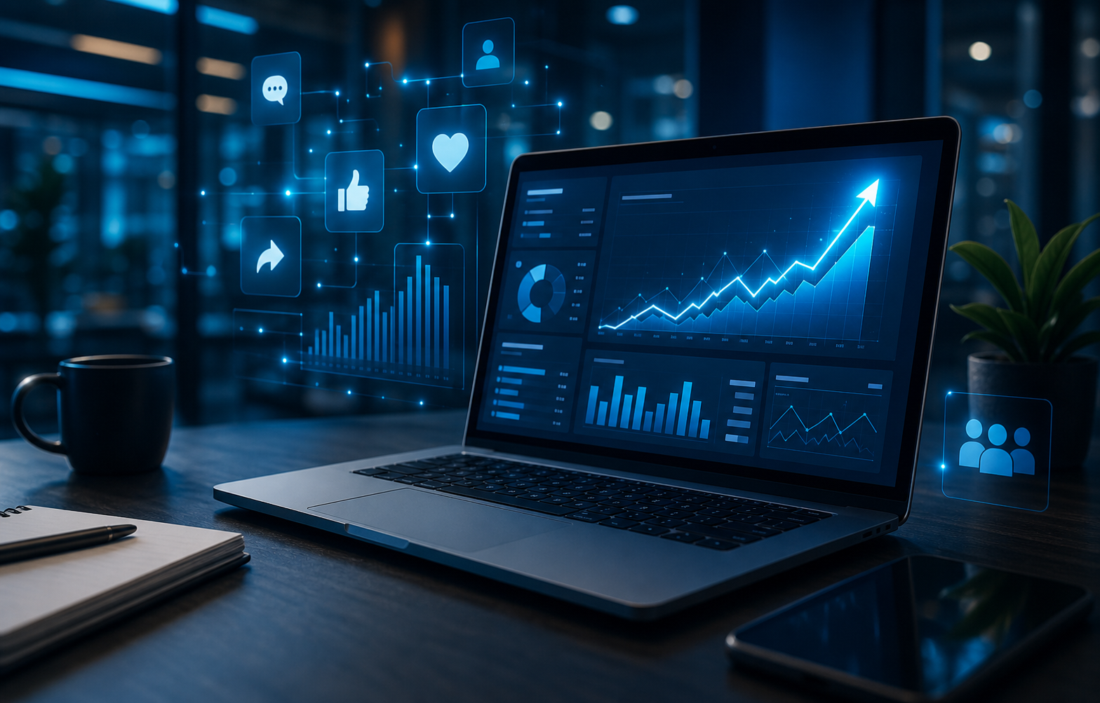 Panel profesional de marketing digital y crecimiento